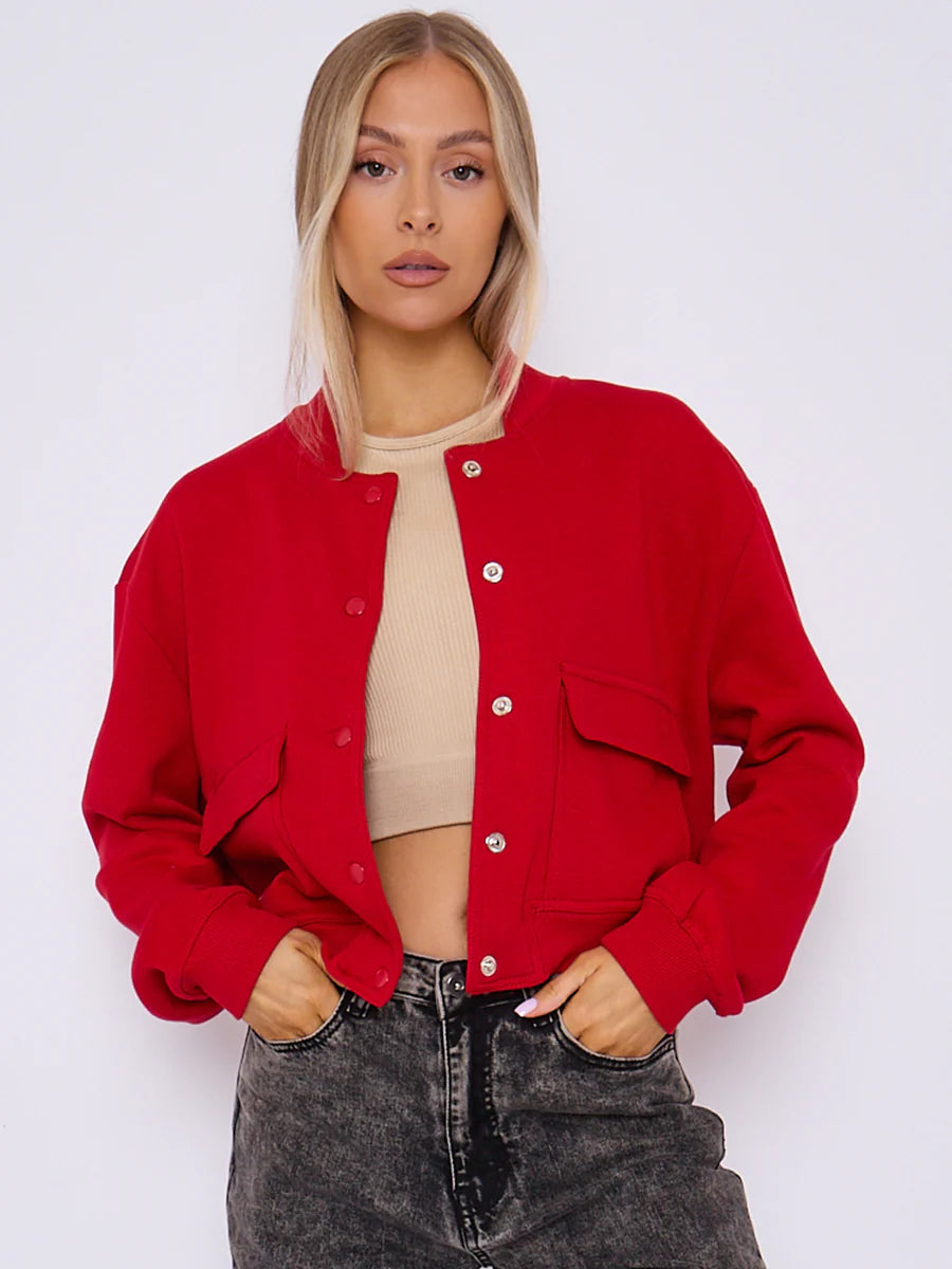 fleeced cropped bomber jacket