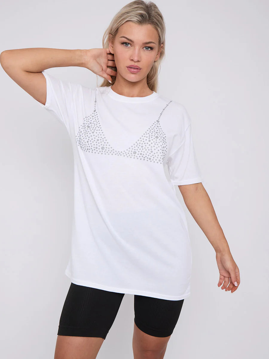 glitter bralet pattern t shirt white