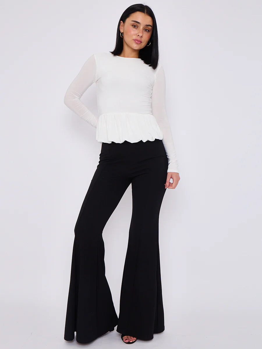 high waist flared trousers