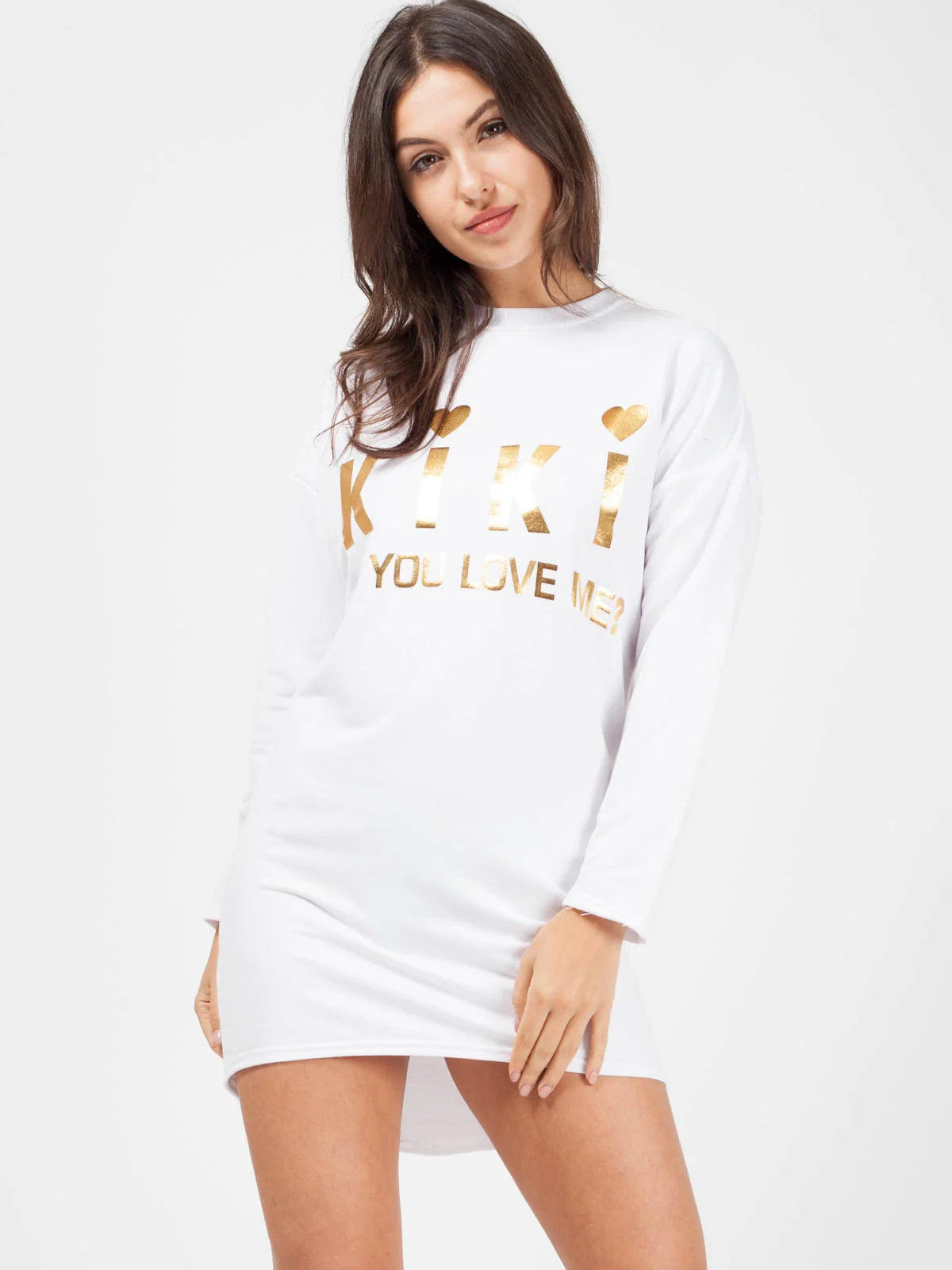 kiki slogan sweat jumper dress white