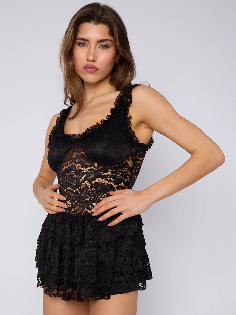 lace detail sleeveless playsuit