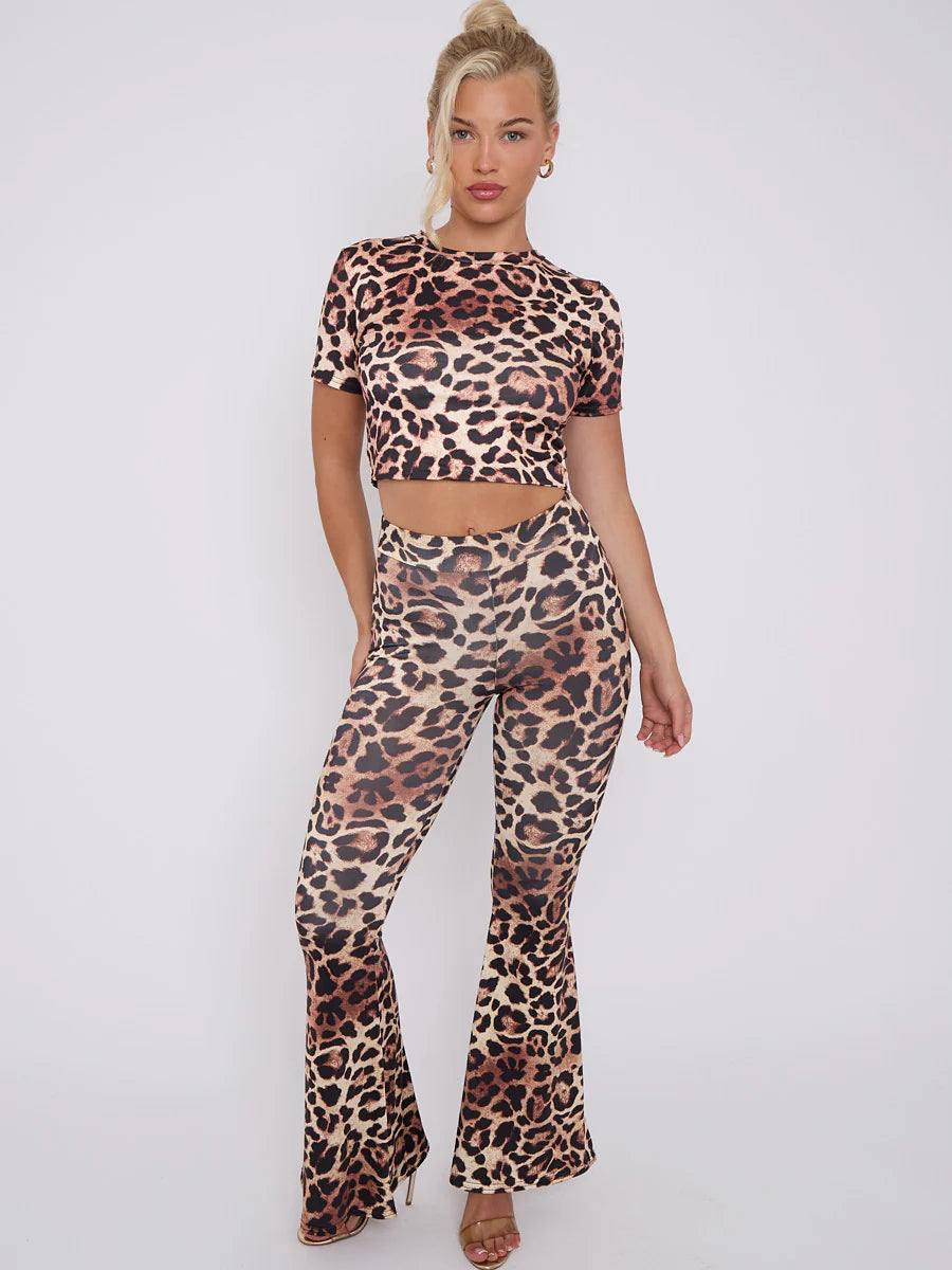 leopard print slinky crop top