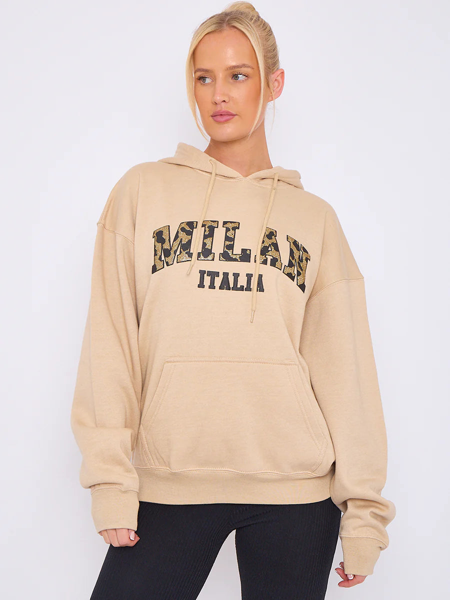 milan print graphic hoodie stone alternate