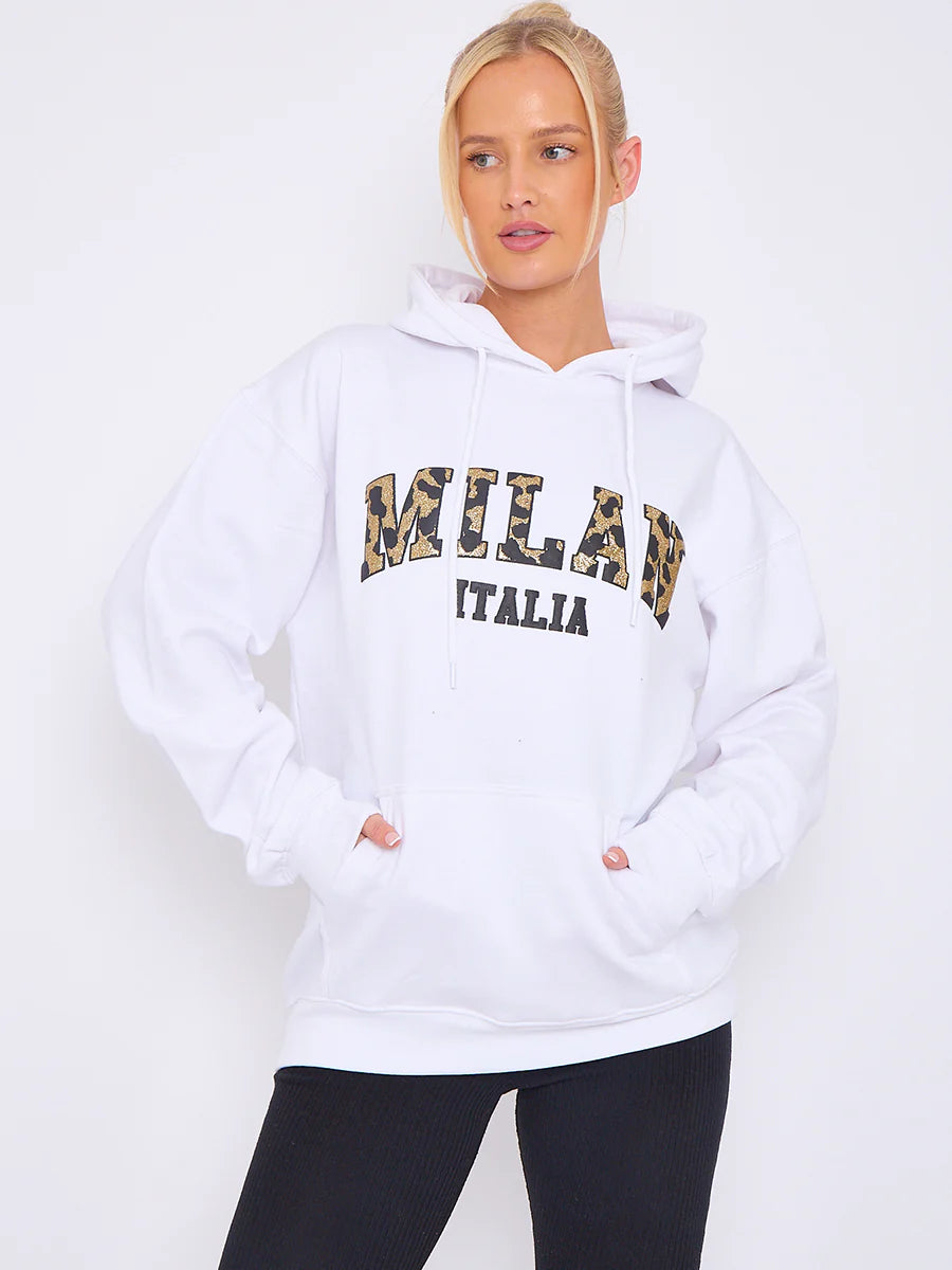 milan print graphic hoodie white alternate