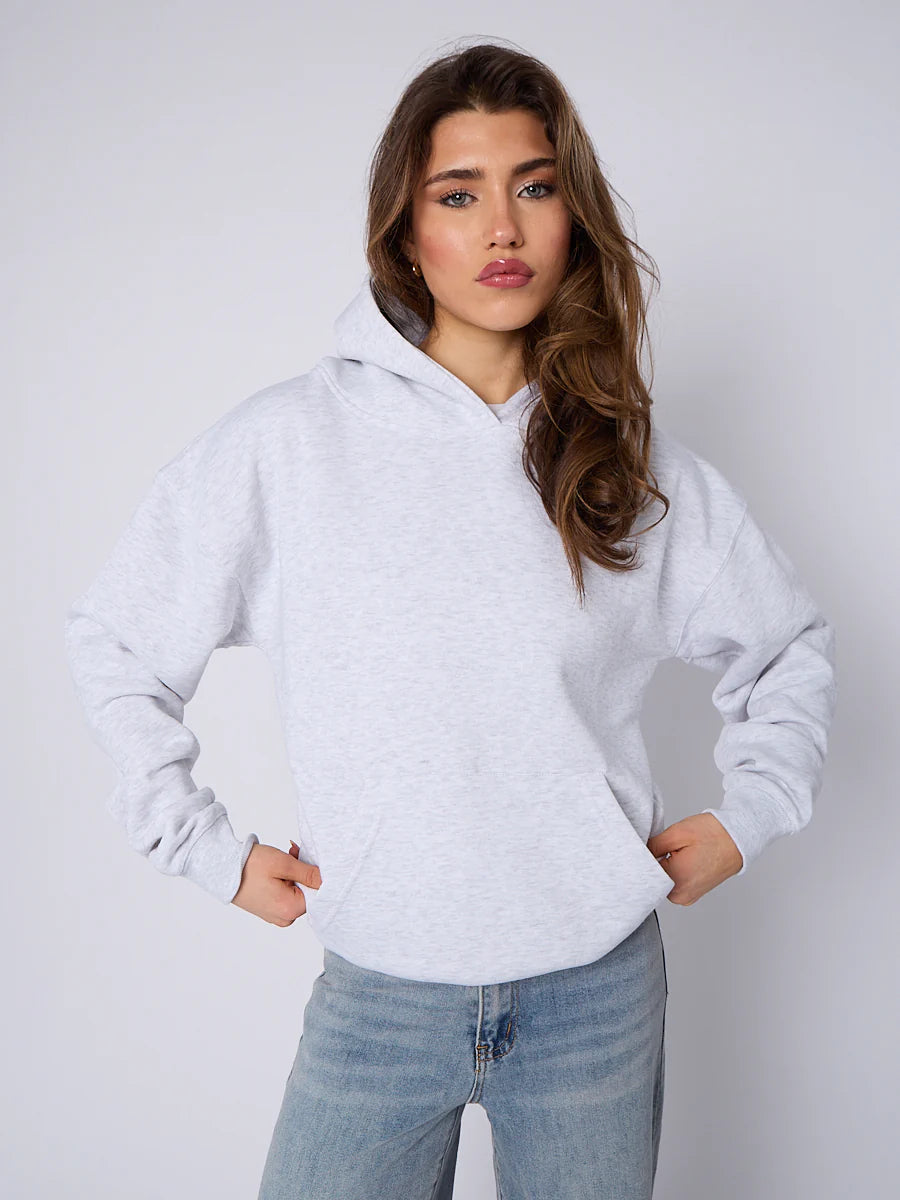 oversize plain fleeced hoodie grey