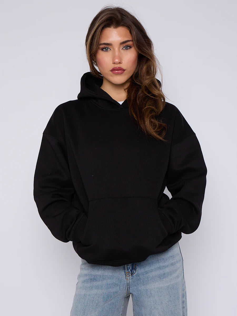 oversize plain fleeced hoodie