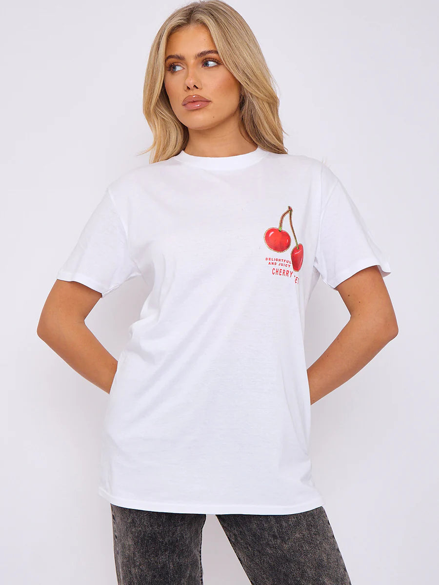 perfect cherry front back graphic t shirt white