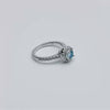 Halo Ring | 925 Silver & Platinum Plating with Ocean Blue and White Moissanite