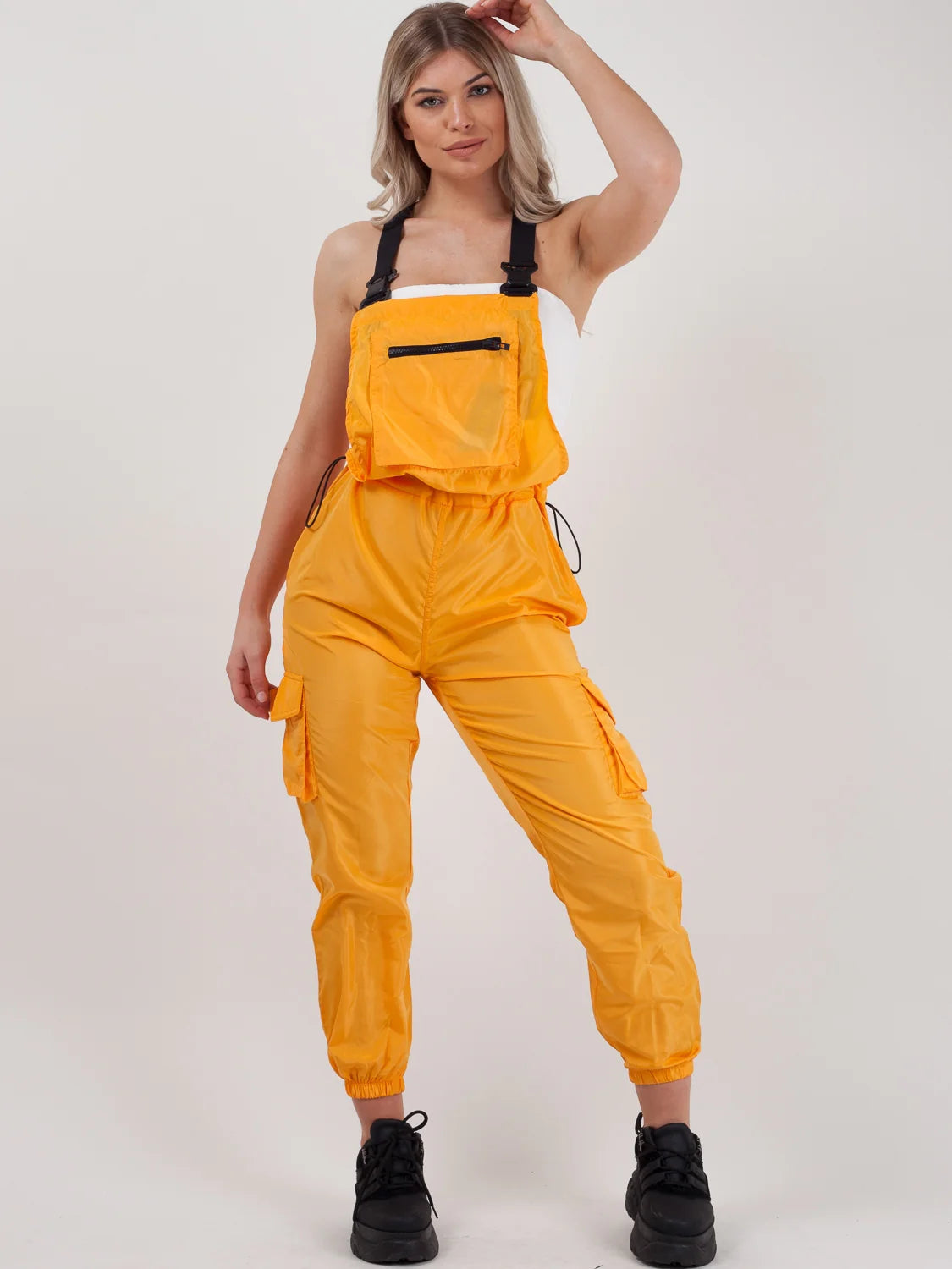 shell suit festival dungaree mustard