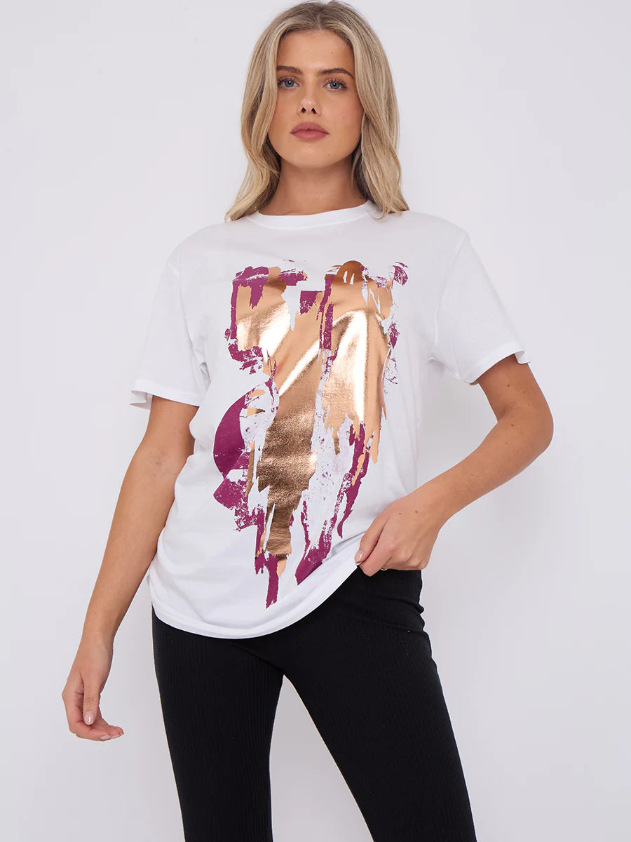 wine foil graphic printed t-shirt