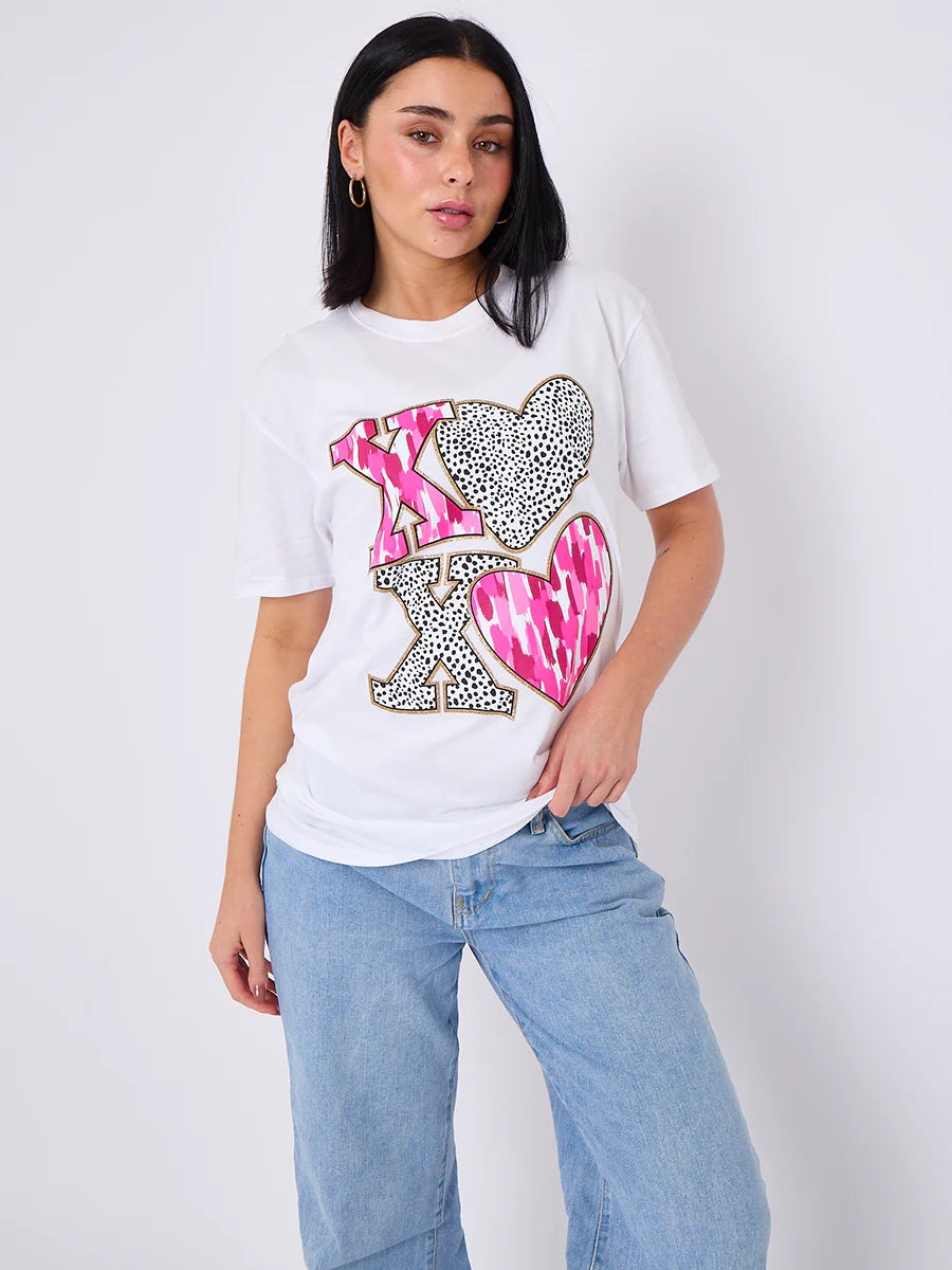 xo xo graphic printed t shirt white