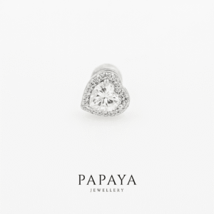 Beatrice Heart Earrings | Platinum Plated Silver with White Moissanite