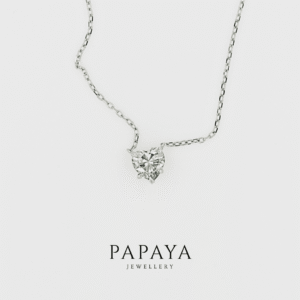 Berta Heart Pendant | Platinum Silver with Green Moissanite