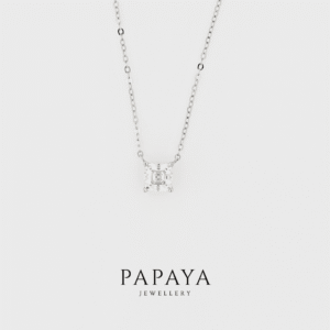 Brenda Pendant | Platinum Silver with Square White Moissanite